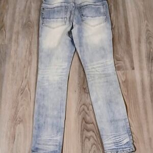 NOVAMEN Men's Western Distressed & Ripped Light Wash Jeans SIZE 32